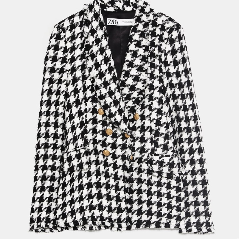 zara houndstooth jacket NWOT